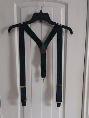 Ibex Made in England Green Black Watch Tartan Braces